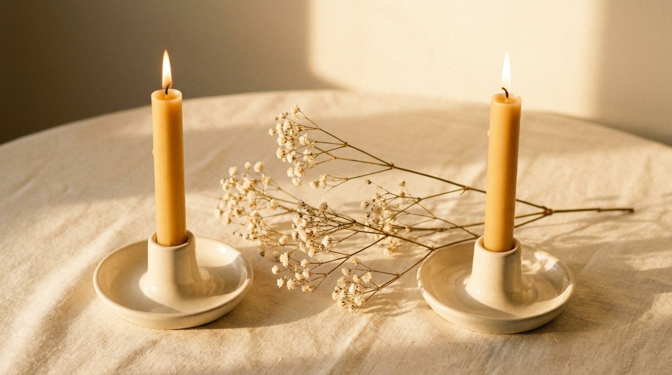 Two matching candles side by side, representing names grouped by shared meaning